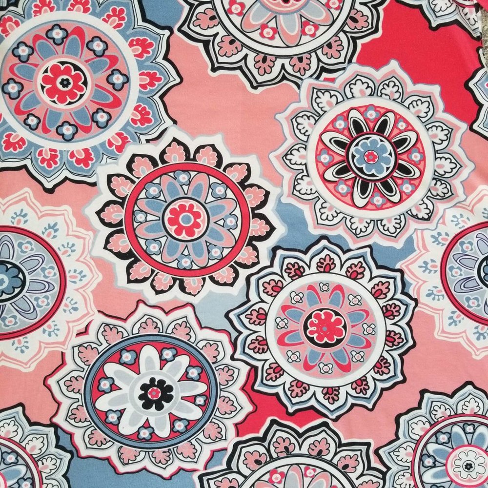 Dress. Coral, Peach, Periwinkle, White, Mandala Print. Size Medium. - Picture 8 of 10